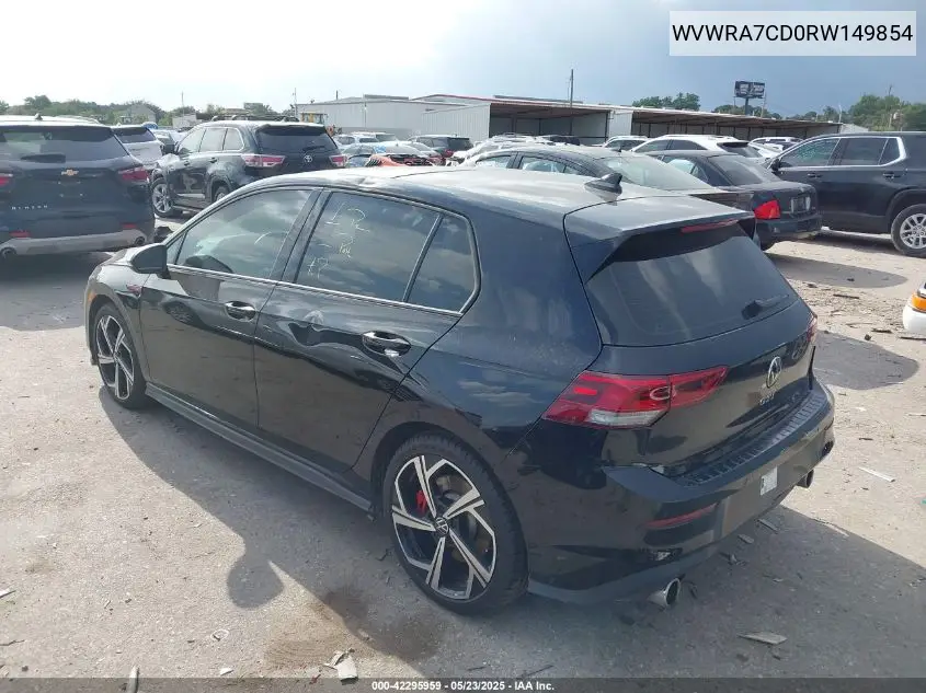 2024 Volkswagen Golf Gti 2.0T Se VIN: WVWRA7CD0RW149854 Lot: 42295959