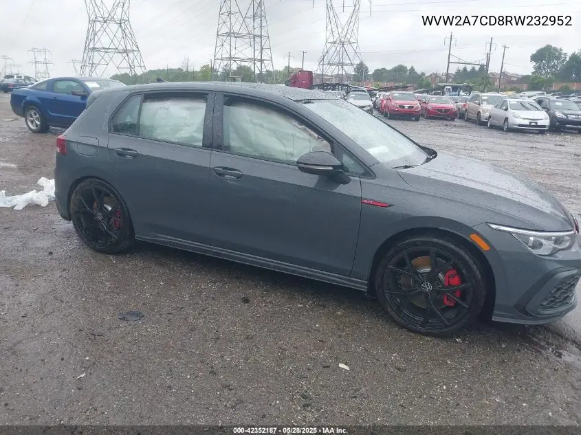 2024 Volkswagen Golf Gti 2.0T 380 Se VIN: WVW2A7CD8RW232952 Lot: 42352187