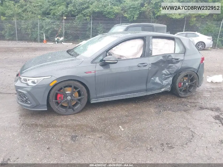 2024 Volkswagen Golf Gti 2.0T 380 Se VIN: WVW2A7CD8RW232952 Lot: 42352187