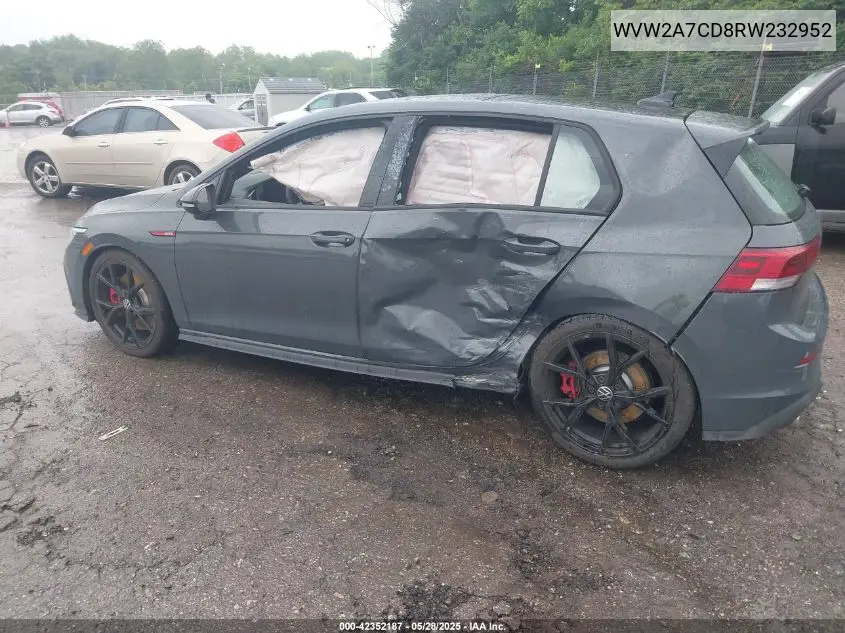 2024 Volkswagen Golf Gti 2.0T 380 Se VIN: WVW2A7CD8RW232952 Lot: 42352187