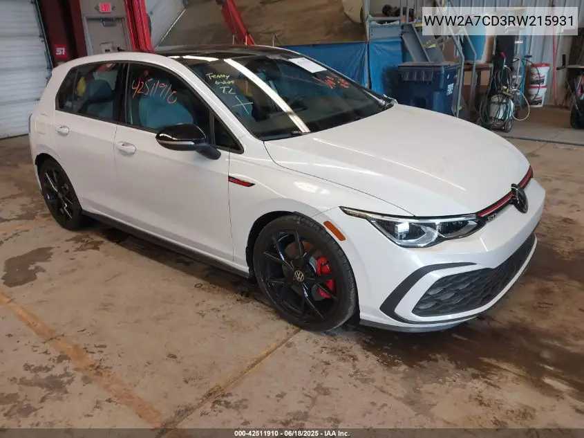 2024 Volkswagen Golf Gti 2.0T 380 Se VIN: WVW2A7CD3RW215931 Lot: 42511910