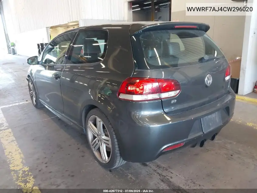 2012 Volkswagen Golf R 2-Door VIN: WVWRF7AJ4CW296020 Lot: 42677312