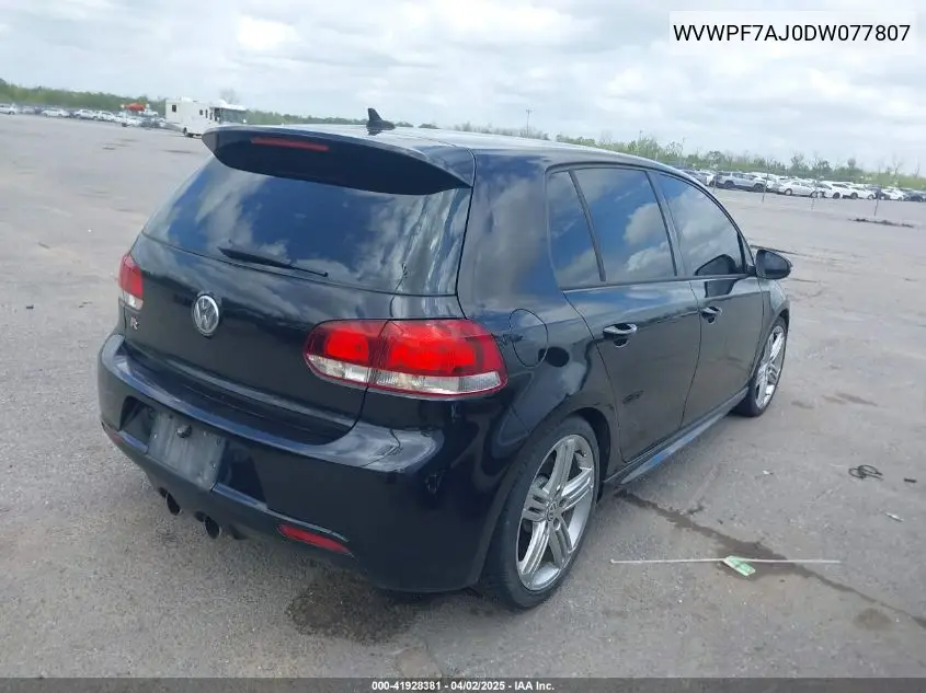 2013 Volkswagen Golf R 4-Door VIN: WVWPF7AJ0DW077807 Lot: 41928381