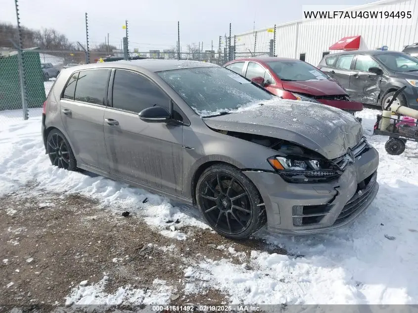 2016 Volkswagen Golf R 4-Door VIN: WVWLF7AU4GW194495 Lot: 41611492