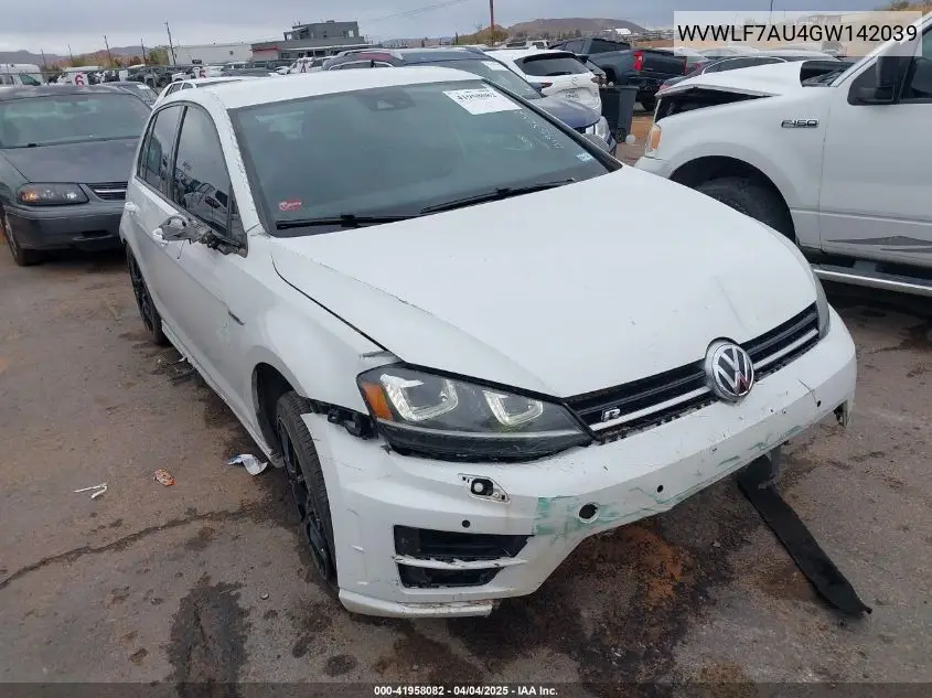 2016 Volkswagen Golf R 4-Door VIN: WVWLF7AU4GW142039 Lot: 41958082
