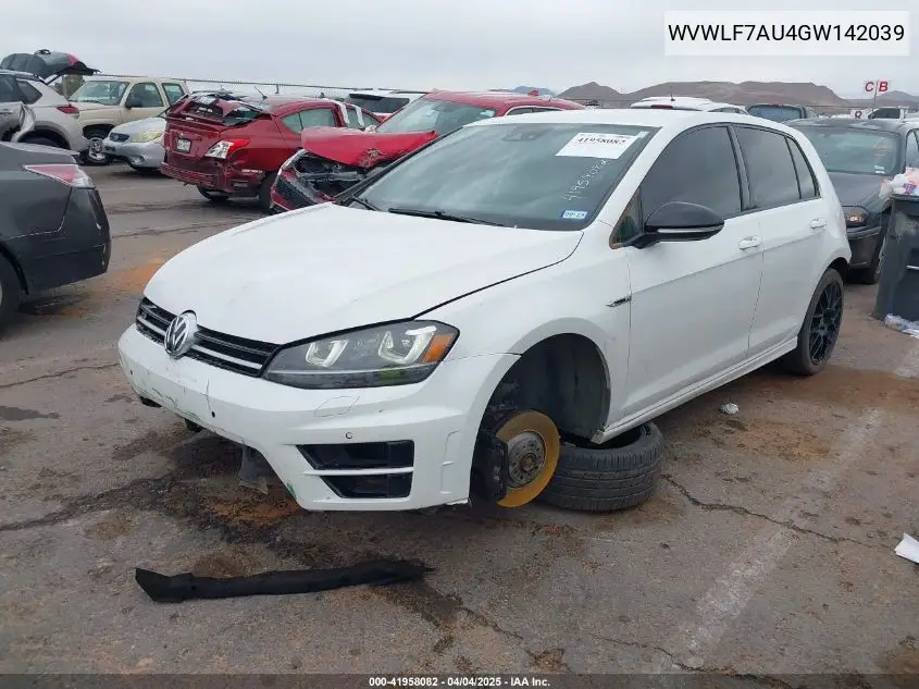 2016 Volkswagen Golf R 4-Door VIN: WVWLF7AU4GW142039 Lot: 41958082