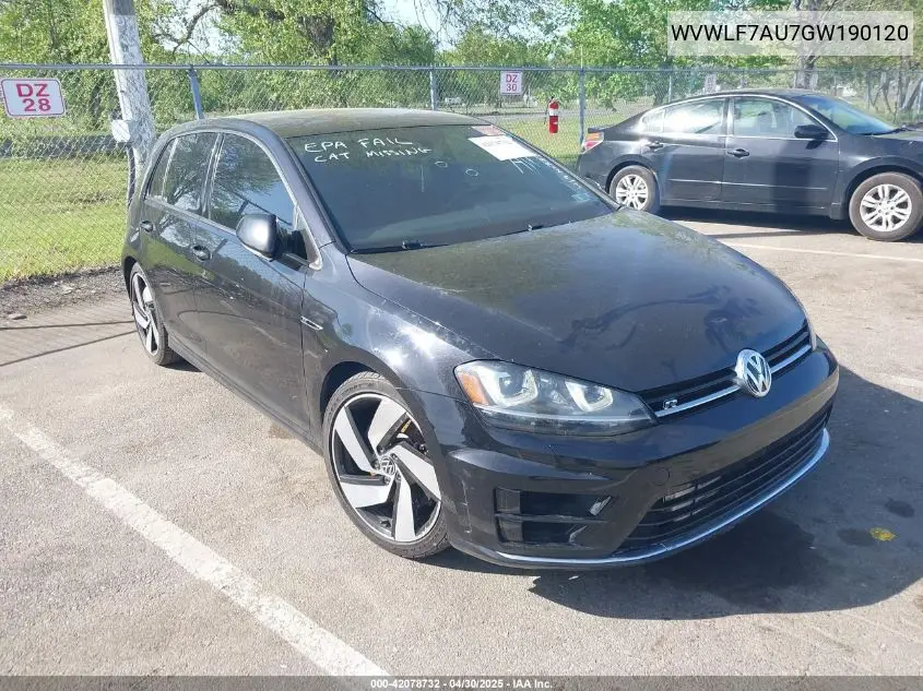 2016 Volkswagen Golf R 4-Door VIN: WVWLF7AU7GW190120 Lot: 42078732