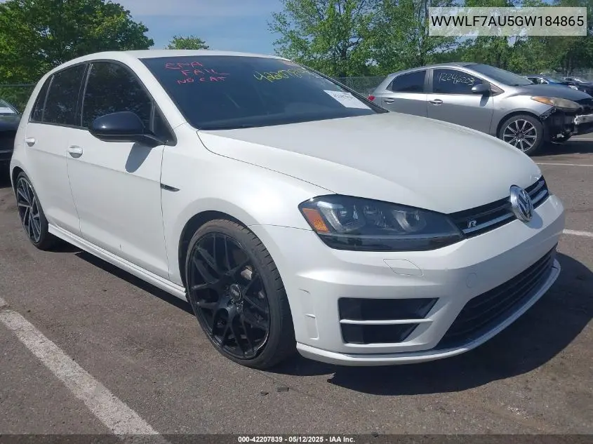 2016 Volkswagen Golf R 4-Door VIN: WVWLF7AU5GW184865 Lot: 42207839