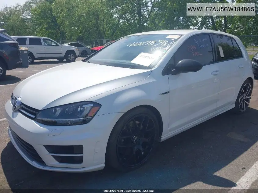 2016 Volkswagen Golf R 4-Door VIN: WVWLF7AU5GW184865 Lot: 42207839