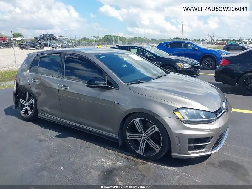 2016 Volkswagen Golf R 4-Door VIN: WVWLF7AU5GW206041 Lot: 42264902