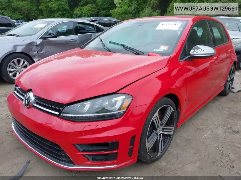 2016 Volkswagen Golf R 4-Door VIN: WVWUF7AU5GW129661 Lot: 42299207