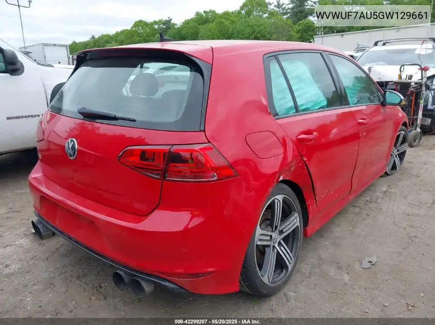 2016 Volkswagen Golf R 4-Door VIN: WVWUF7AU5GW129661 Lot: 42299207