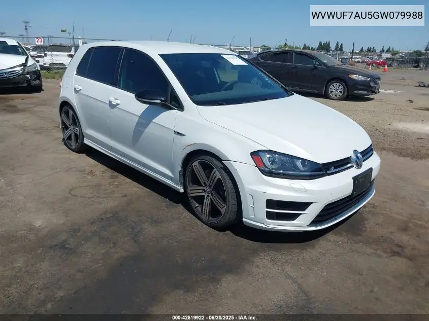 2016 Volkswagen Golf R 4-Door VIN: WVWUF7AU5GW079988 Lot: 42619922