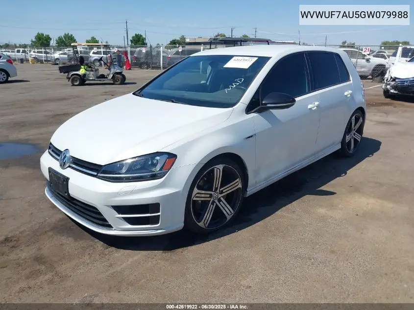 2016 Volkswagen Golf R 4-Door VIN: WVWUF7AU5GW079988 Lot: 42619922