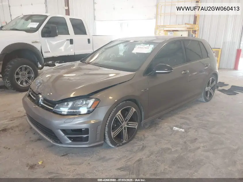 2016 Volkswagen Golf R 4-Door VIN: WVWUF7AU2GW060413 Lot: 42663568