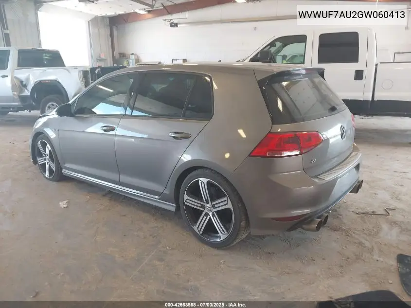 2016 Volkswagen Golf R 4-Door VIN: WVWUF7AU2GW060413 Lot: 42663568