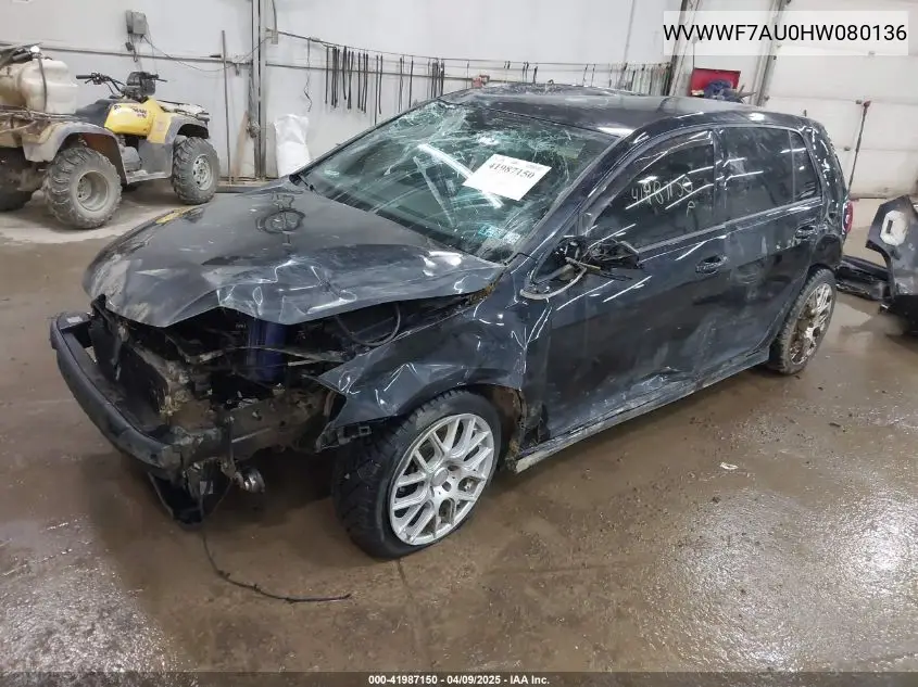 2017 Volkswagen Golf R 4-Door W/Dcc Navigation VIN: WVWWF7AU0HW080136 Lot: 41987150