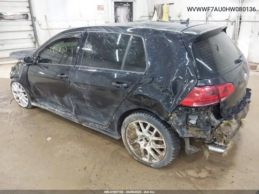 2017 Volkswagen Golf R 4-Door W/Dcc Navigation VIN: WVWWF7AU0HW080136 Lot: 41987150