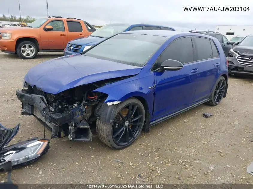 2018 Volkswagen Golf R 2.0 Tsi VIN: WVWWF7AU4JW203104 Lot: 12314979