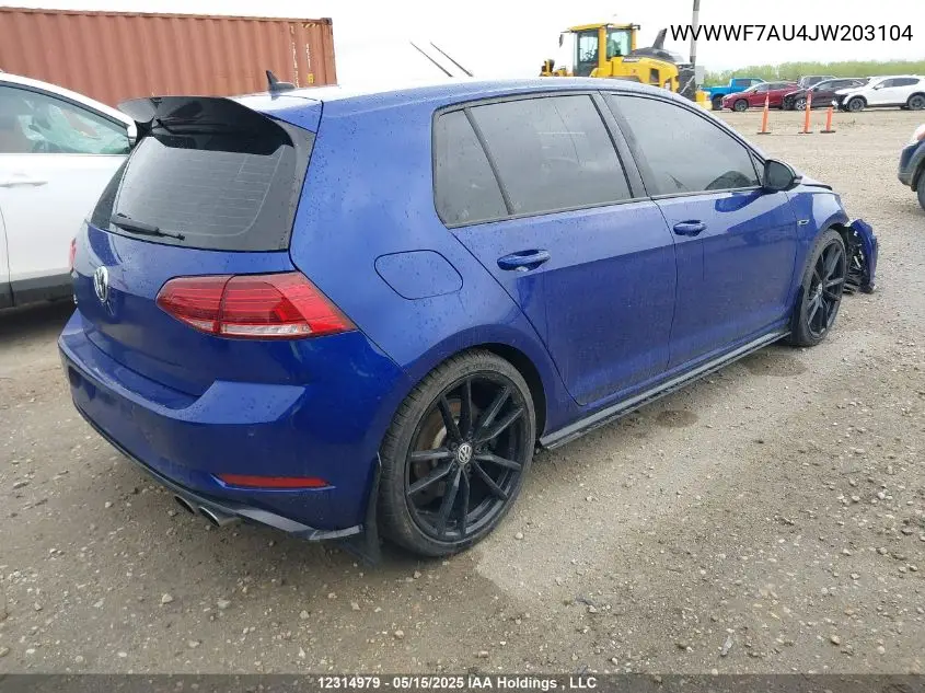 2018 Volkswagen Golf R 2.0 Tsi VIN: WVWWF7AU4JW203104 Lot: 12314979