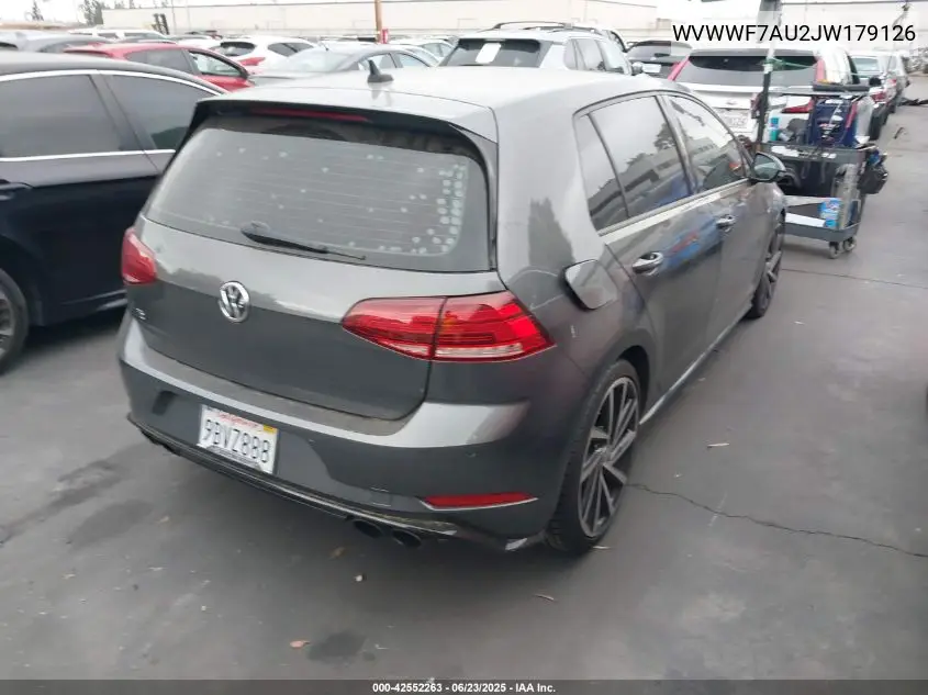 2018 Volkswagen Golf R 2.0T W/Dcc Navigation (M6) VIN: WVWWF7AU2JW179126 Lot: 42552263