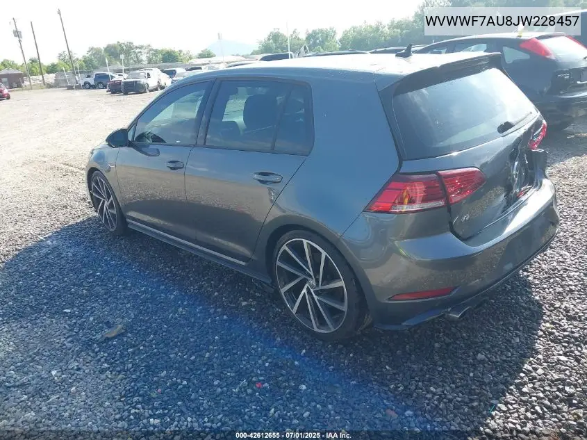 2018 Volkswagen Golf R 2.0T W/Dcc Navigation (M6) VIN: WVWWF7AU8JW228457 Lot: 42612655