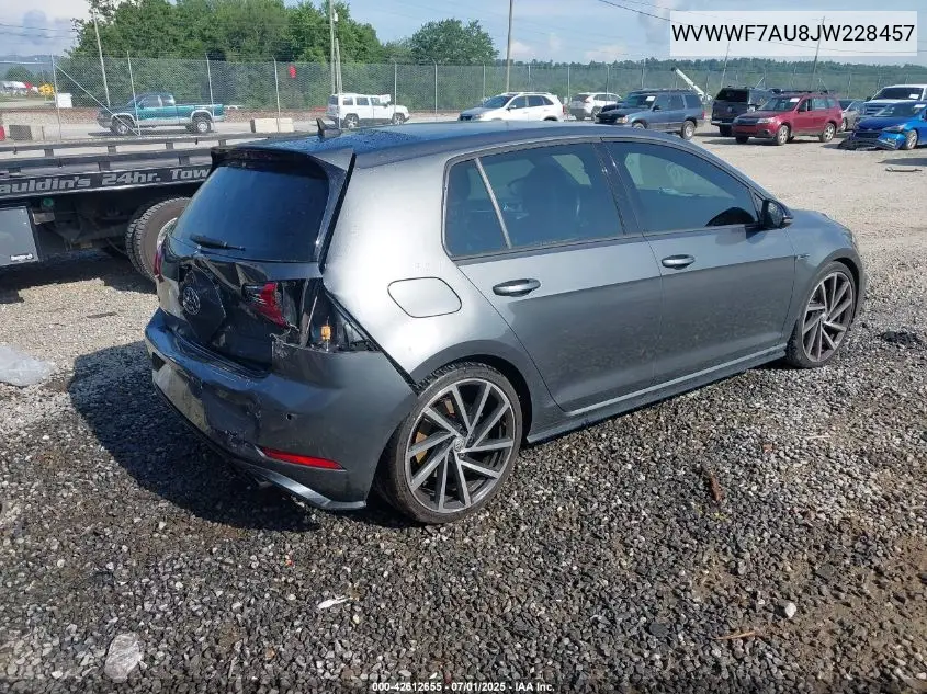 2018 Volkswagen Golf R 2.0T W/Dcc Navigation (M6) VIN: WVWWF7AU8JW228457 Lot: 42612655