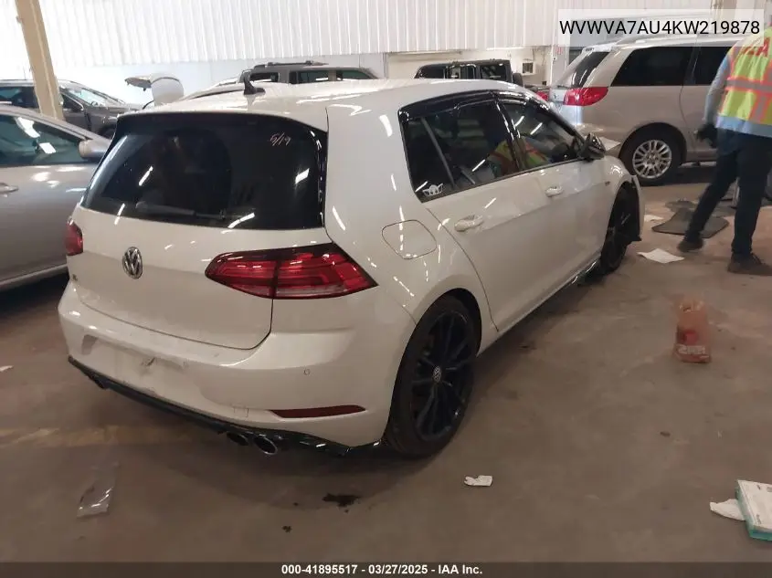 2019 Volkswagen Golf R 2.0T W/Dcc Navigation VIN: WVWVA7AU4KW219878 Lot: 41895517