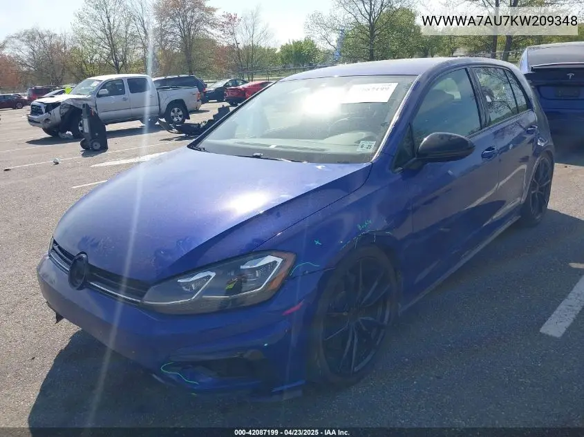 2019 Volkswagen Golf R 2.0T W/Dcc Navigation VIN: WVWWA7AU7KW209348 Lot: 42087199