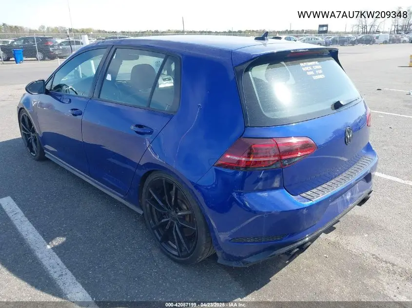 2019 Volkswagen Golf R 2.0T W/Dcc Navigation VIN: WVWWA7AU7KW209348 Lot: 42087199