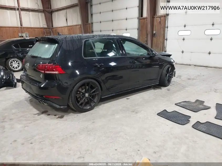 2019 Volkswagen Golf R 2.0T W/Dcc Navigation VIN: WVWWA7AU0KW217906 Lot: 42458225