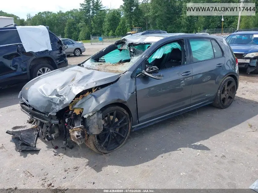 2019 Volkswagen Golf R 2.0T W/Dcc Navigation VIN: WVWWA7AU3KW117444 Lot: 42645088