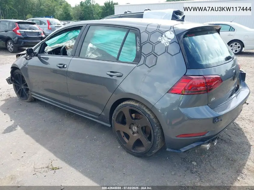 2019 Volkswagen Golf R 2.0T W/Dcc Navigation VIN: WVWWA7AU3KW117444 Lot: 42645088