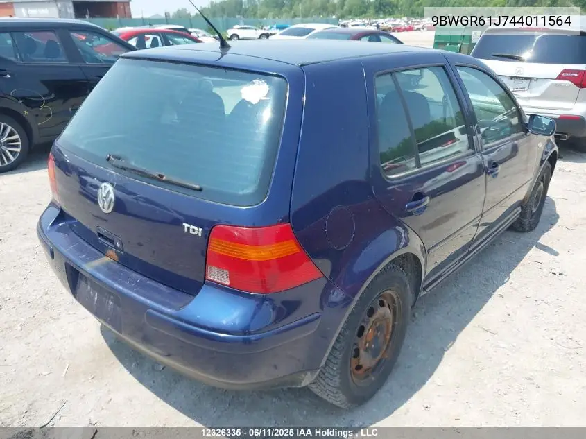 2004 Volkswagen Golf VIN: 9BWGR61J744011564 Lot: 12326335
