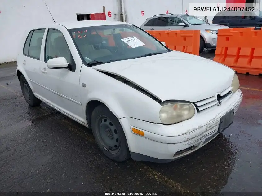 2004 Volkswagen Golf Gl 2.0L VIN: 9BWFL61J244007452 Lot: 41975523