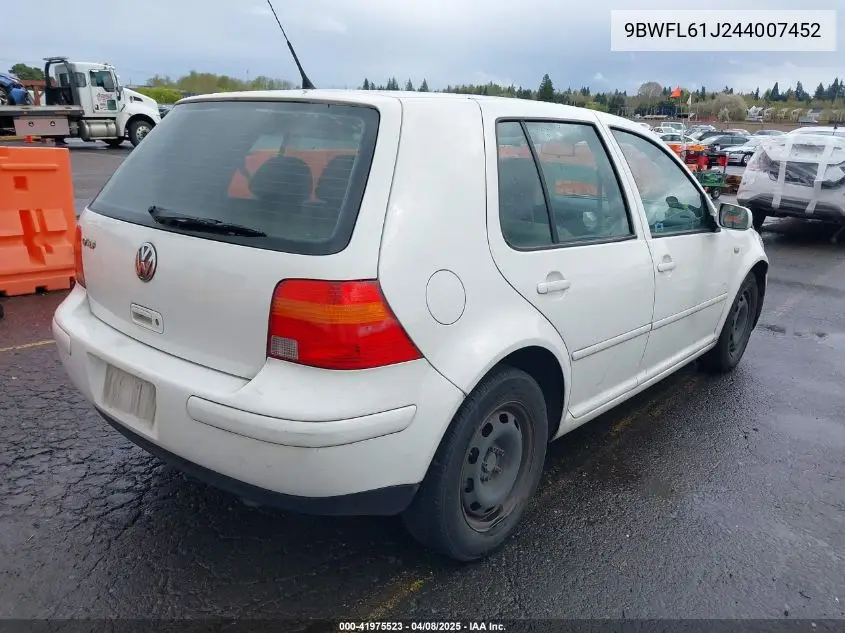 2004 Volkswagen Golf Gl 2.0L VIN: 9BWFL61J244007452 Lot: 41975523