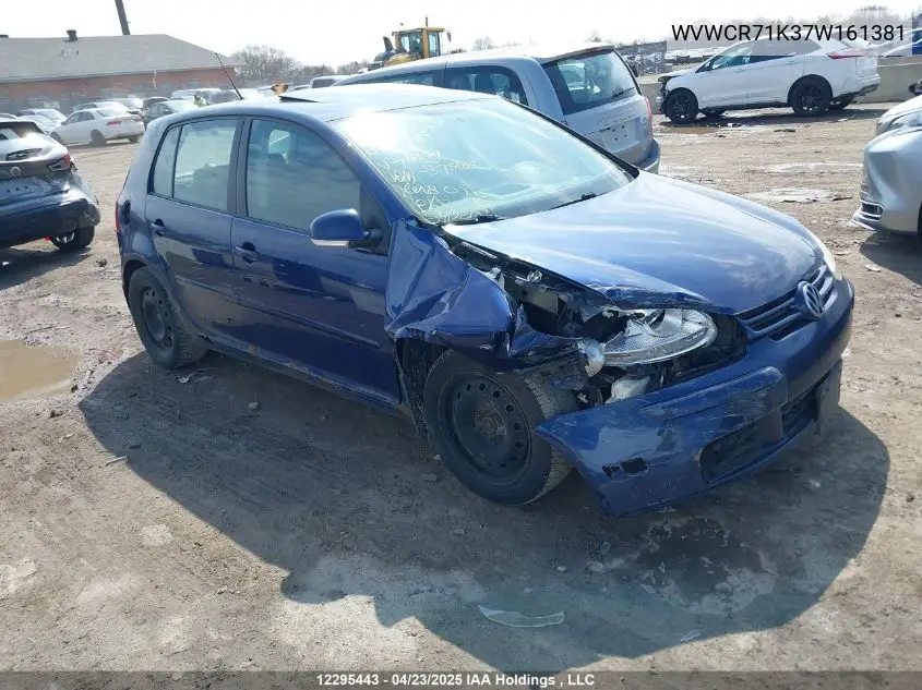 2007 Volkswagen Rabbit 5-Door VIN: WVWCR71K37W161381 Lot: 12295443