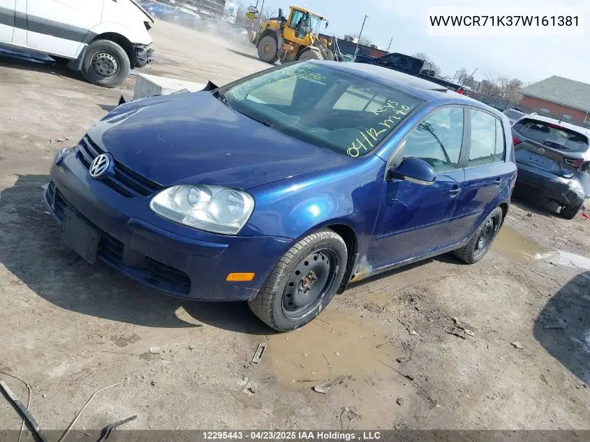 2007 Volkswagen Rabbit 5-Door VIN: WVWCR71K37W161381 Lot: 12295443