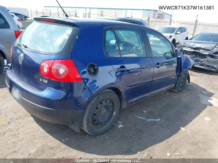 2007 Volkswagen Rabbit 5-Door VIN: WVWCR71K37W161381 Lot: 12295443
