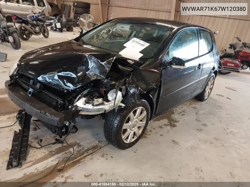 2007 Volkswagen Rabbit 2-Door VIN: WVWAR71K67W120380 Lot: 41554180