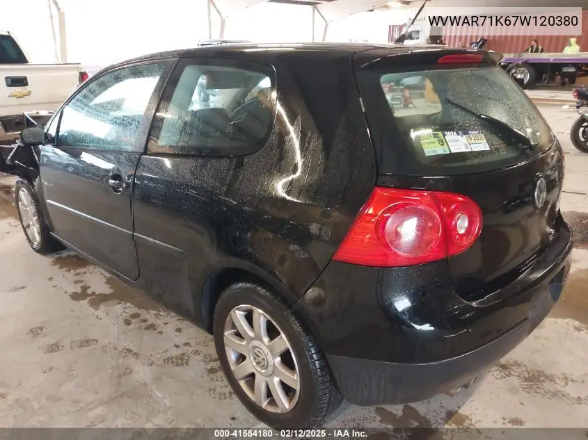 2007 Volkswagen Rabbit 2-Door VIN: WVWAR71K67W120380 Lot: 41554180