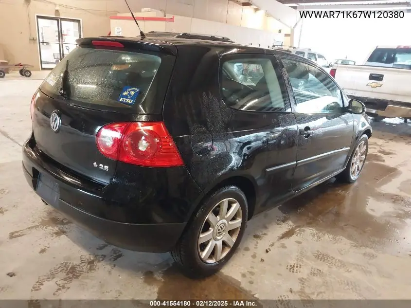 2007 Volkswagen Rabbit 2-Door VIN: WVWAR71K67W120380 Lot: 41554180
