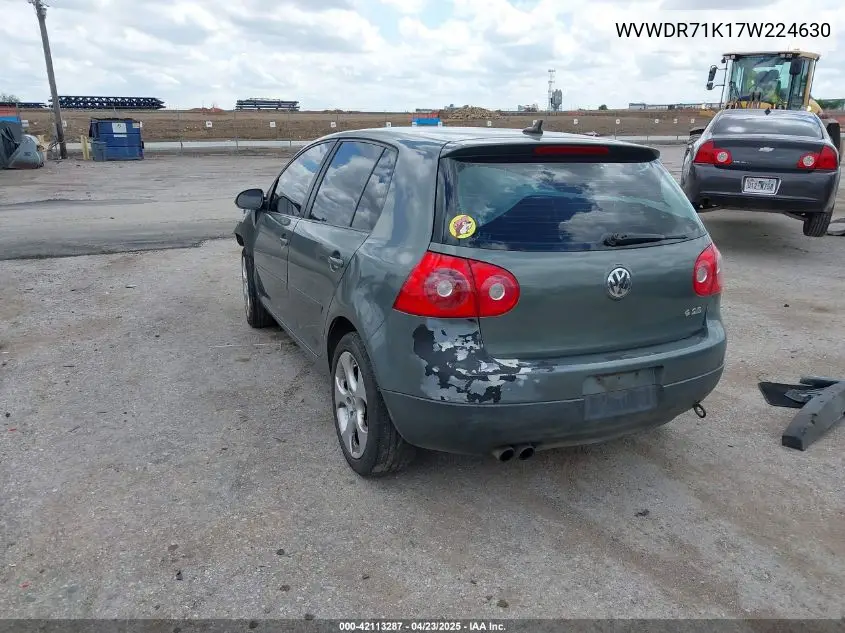 2007 Volkswagen Rabbit 4-Door VIN: WVWDR71K17W224630 Lot: 42113287