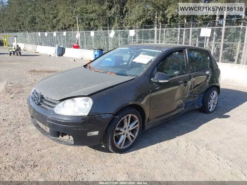 2007 Volkswagen Rabbit 4-Door VIN: WVWCR71K57W186136 Lot: 42171158
