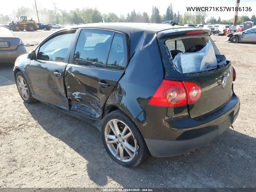 2007 Volkswagen Rabbit 4-Door VIN: WVWCR71K57W186136 Lot: 42171158