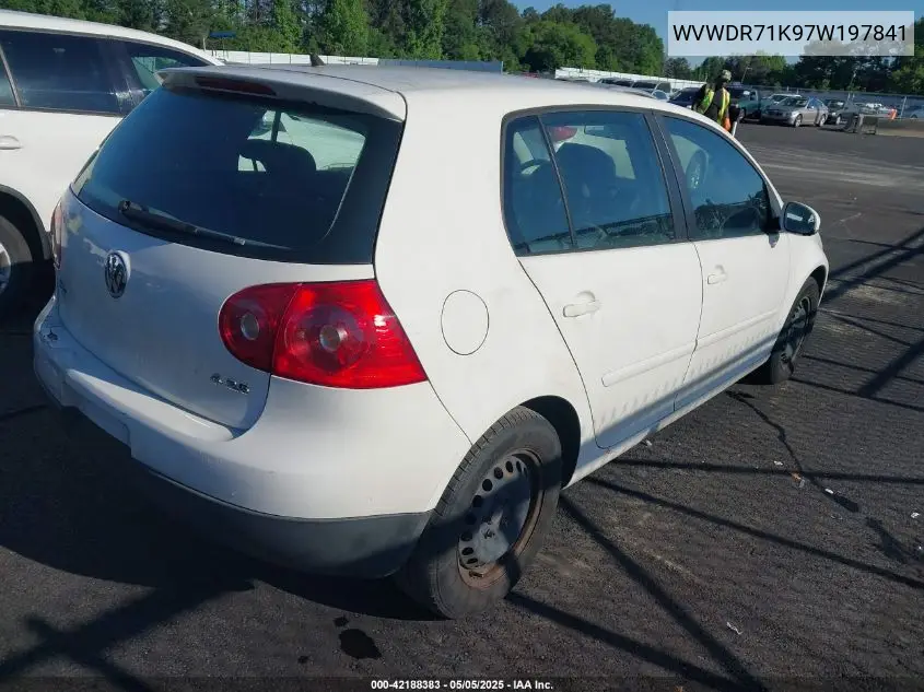 2007 Volkswagen Rabbit 4-Door VIN: WVWDR71K97W197841 Lot: 42188383