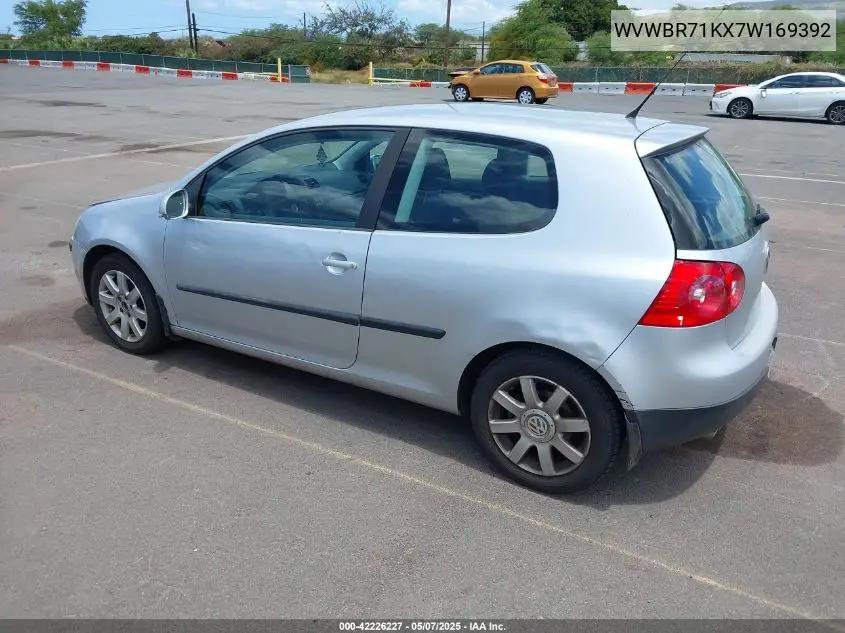 2007 Volkswagen Rabbit 2-Door VIN: WVWBR71KX7W169392 Lot: 42226227