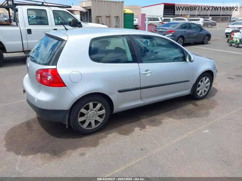 2007 Volkswagen Rabbit 2-Door VIN: WVWBR71KX7W169392 Lot: 42226227