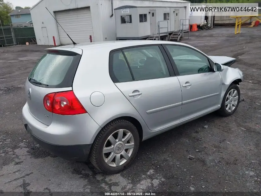 2007 Volkswagen Rabbit 4-Door VIN: WVWDR71K67W044642 Lot: 42251733