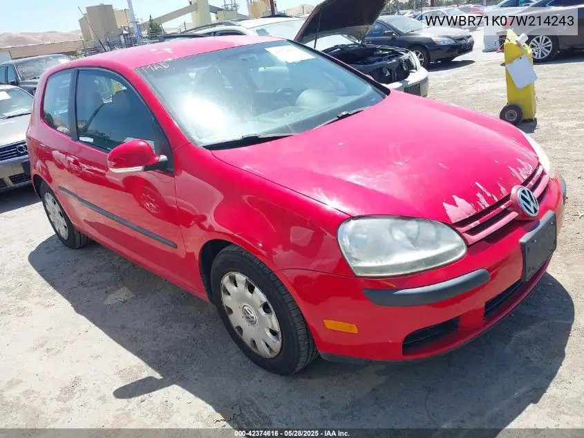 2007 Volkswagen Rabbit 2-Door VIN: WVWBR71K07W214243 Lot: 42374616